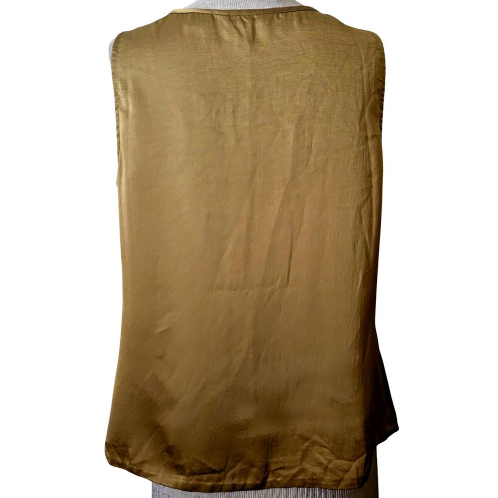 Eddie Bauer Olive Green Sleeveless Beaded Detail Blouse Size Medium - Picture 2 of 4